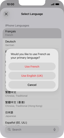 To select the new language as the default phone language, press Use ‹language›.