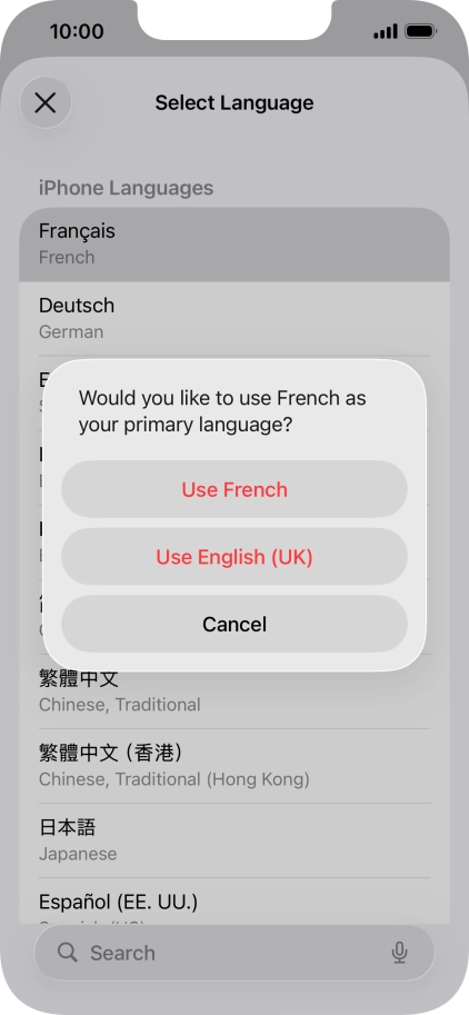 To select the new language as the default phone language, press Use ‹language›.