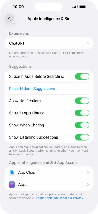 Press ChatGPT and follow the instructions on the screen to turn use of ChatGPT on or off.