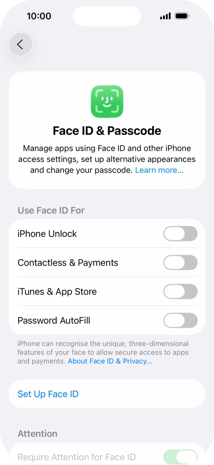 Press Set Up Face ID.