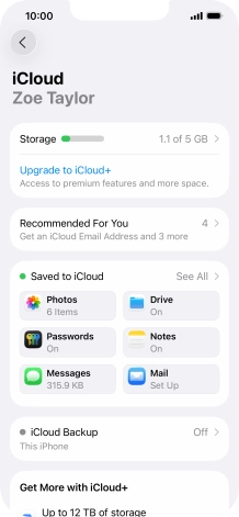 Press iCloud Backup.