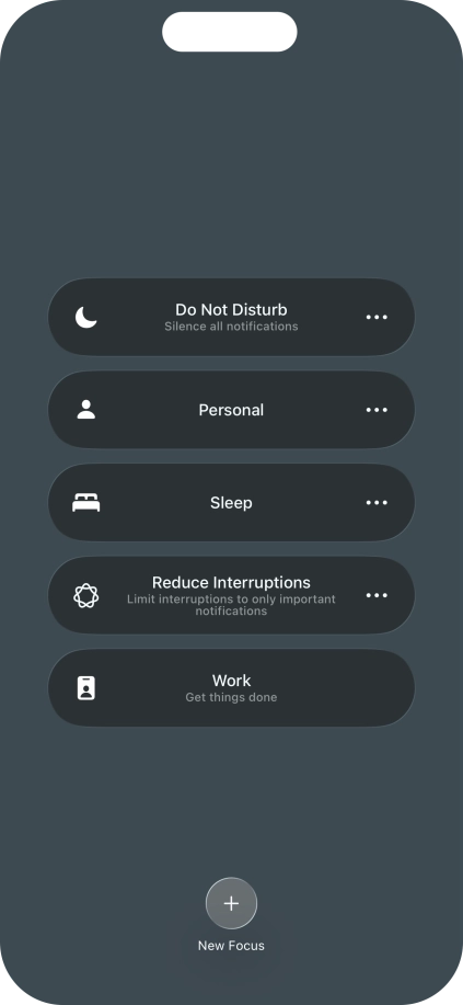 Press the required focus mode to activate or deactivate it immediately.