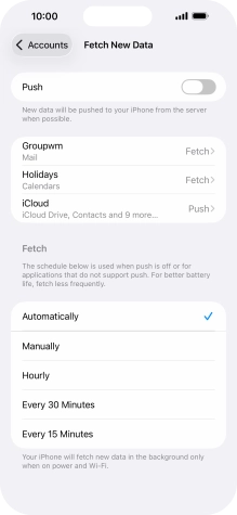 If you turn off the function, press the required setting.