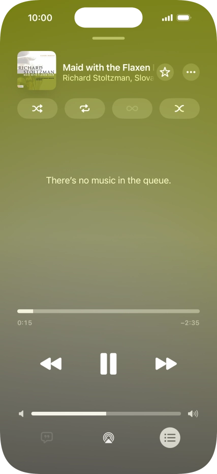 Press the shuffle icon to turn the function on or off.