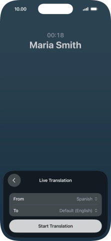 Press Start Translation to use Live Translation during your call.