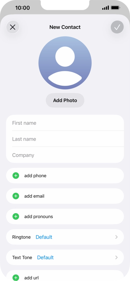 Press First name and key in the first name.