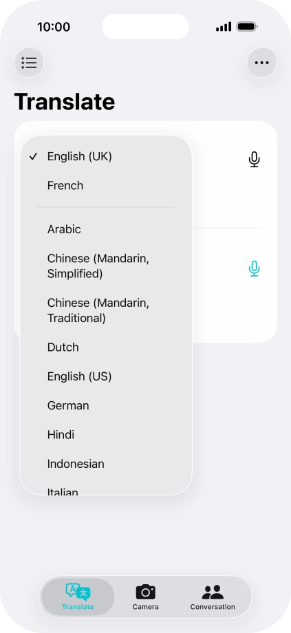 Press the required source language.