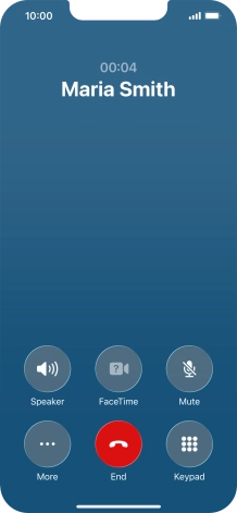 Press the end call icon to end the call and return to the home screen.