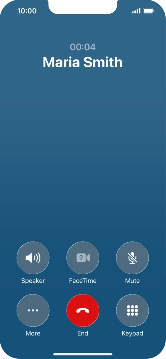 Press the end call icon to end the call and return to the home screen.