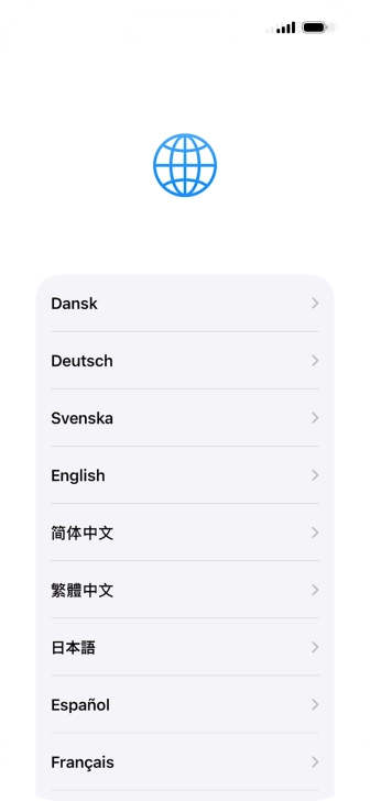 Press the required language. Press the required language.