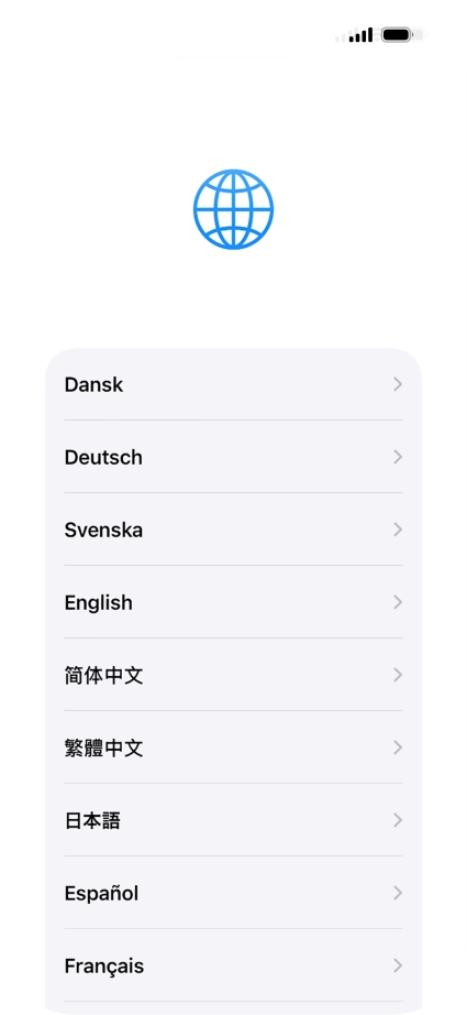 Press the required language. Press the required language.