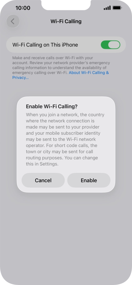 If you turn on the function, press Enable. If you turn on the function, press Enable.