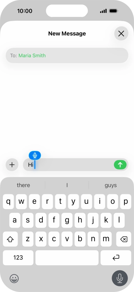 Press the microphone icon to end dictation.