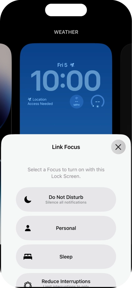 Press the required focus mode.