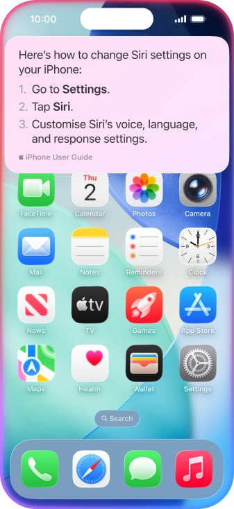 Ask questions about functions and settings on your phone.