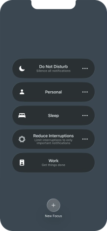 Press the required focus mode to activate or deactivate it immediately.