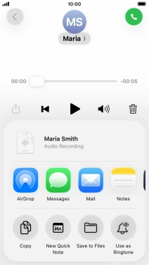 Press the required setting and follow the instructions on the screen to share or save the message.