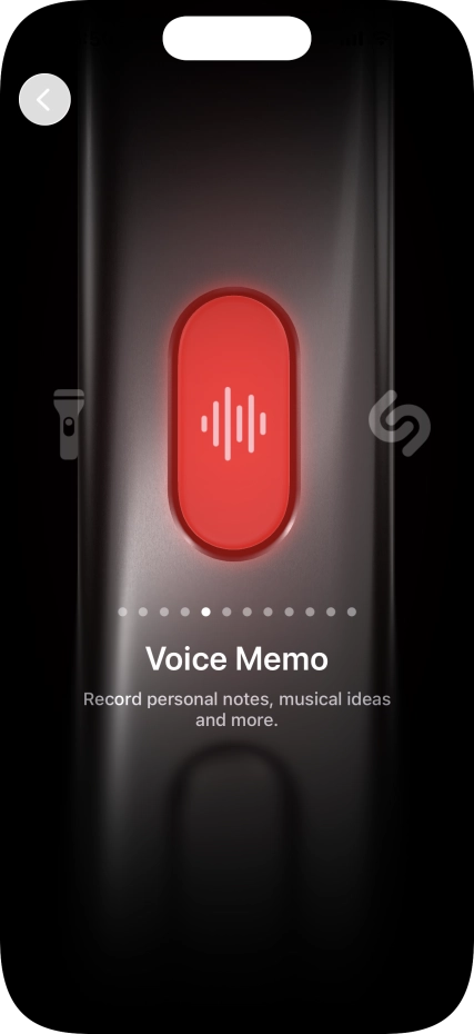 Slide your finger right or left on the screen to select the required function.