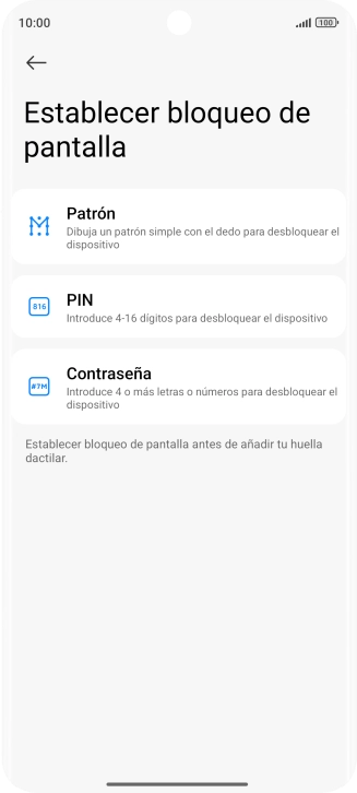 Pulsa el código de seguridad deseado. Pulsa el código de seguridad deseado.