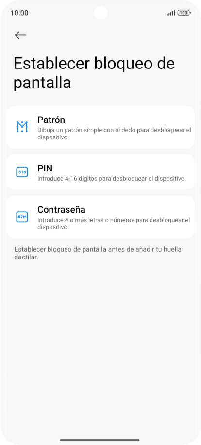 Pulsa el código de seguridad deseado. Pulsa el código de seguridad deseado.