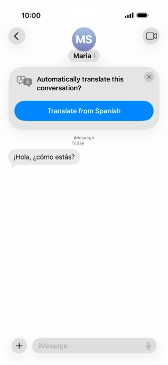 Your phone automatically detects a foreign language and suggests translating the conversation.