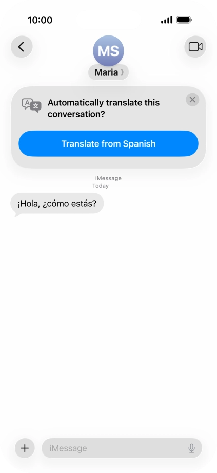 Your phone automatically detects a foreign language and suggests translating the conversation.