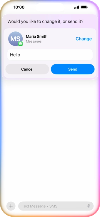 If an app is open on your phone, such as Messages, you can also use the functions available here, e.g.: REPLY [text].