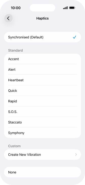 Press the required setting to turn on the function.