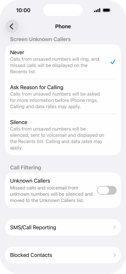 Press Silence to turn on the function.