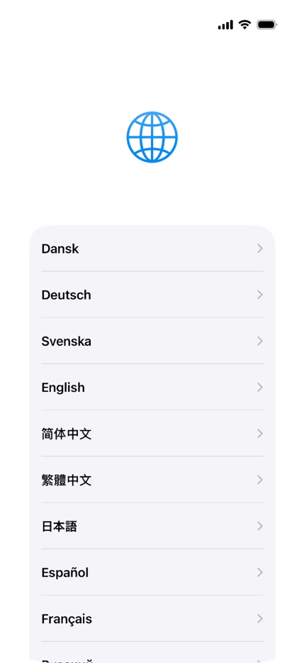 Press the required language.