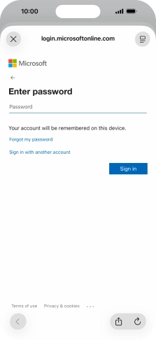 Press Password and key in the password for your email account.