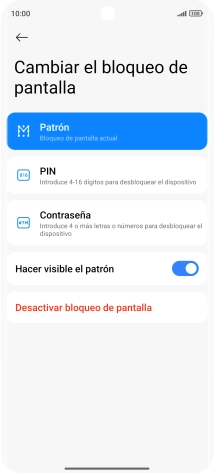 Pulsa Desactivar bloqueo de pantalla e introduce el código de seguridad extra que has creado anteriormente. Pulsa Desactivar bloqueo de pantalla e introduce el código de seguridad extra que has creado anteriormente.