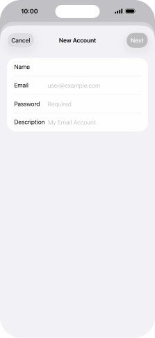 Press Password and key in the password for your email account.