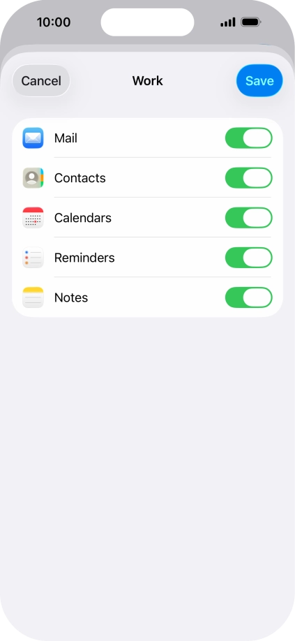Press the indicators next to the required data types to turn synchronisation of each data type on or off. Press the indicators next to the required data types to turn synchronisation of each data type on or off.