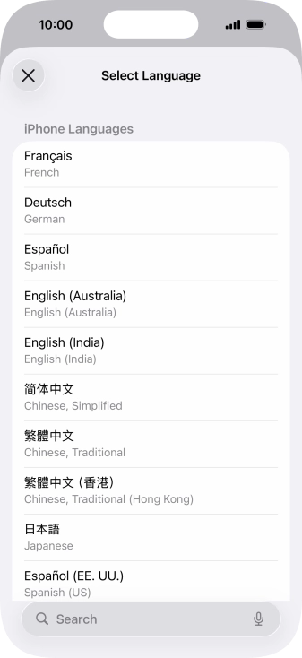Press the required language.