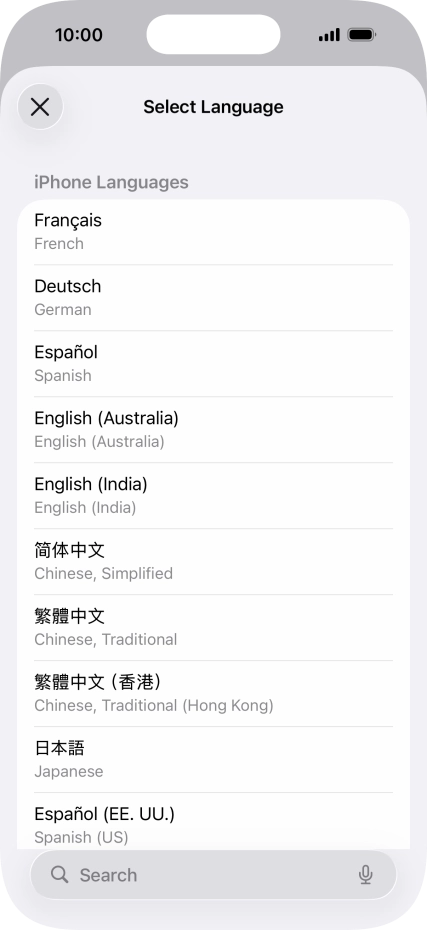 Press the required language.