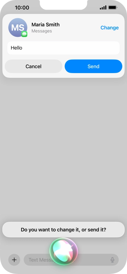 If an app is open on your phone, such as Messages, you can also use the functions available here, e.g.: REPLY [text].