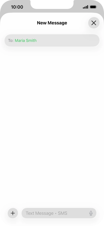 Press the text input field and write the text for your text message.