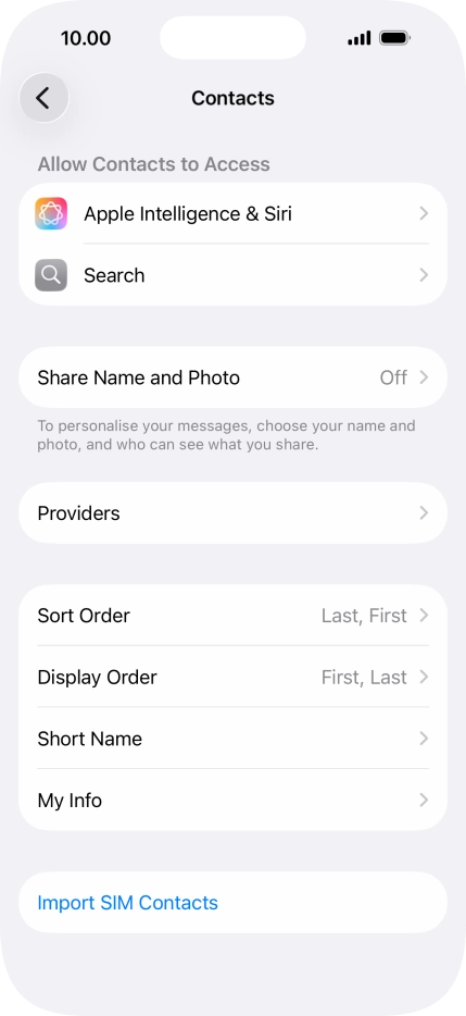 Press Import SIM Contacts.
