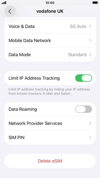 Press Delete eSIM and follow the instructions on the screen to delete your eSIM.