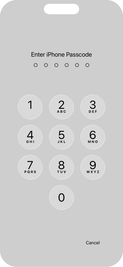 Use the phone lock code you created.