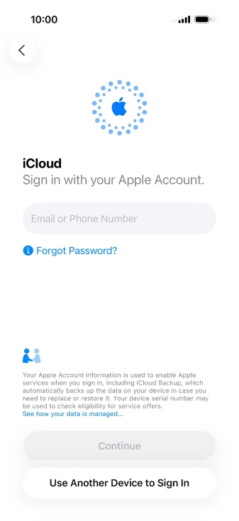 Press Email or Phone Number and key in the username for your Apple Account.