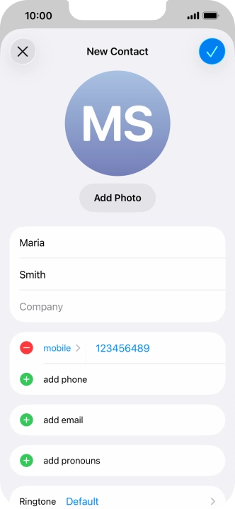 Press the confirm icon.