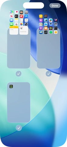 Press the fields below the required home screen pages to select or deselect them.