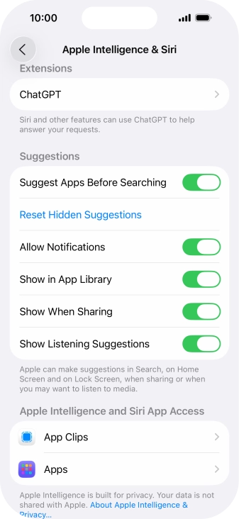 Press ChatGPT and follow the instructions on the screen to turn use of ChatGPT on or off.