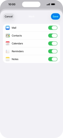 Press the indicators next to the required data types to turn synchronisation of each data type on or off.