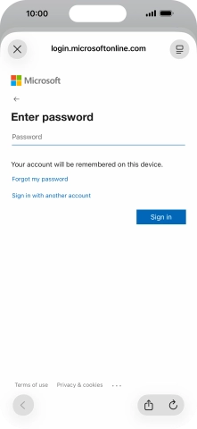 Press Password and key in the password for your email account.