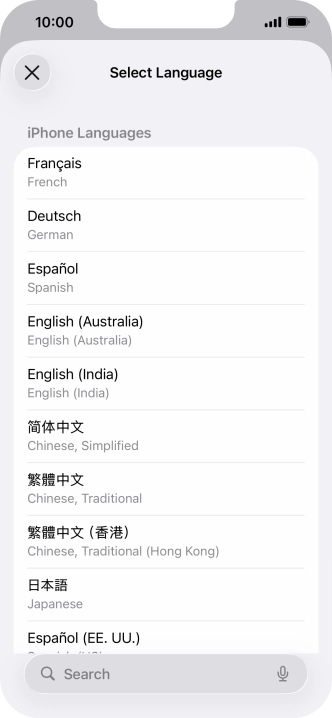 Press the required language. Press the required language.