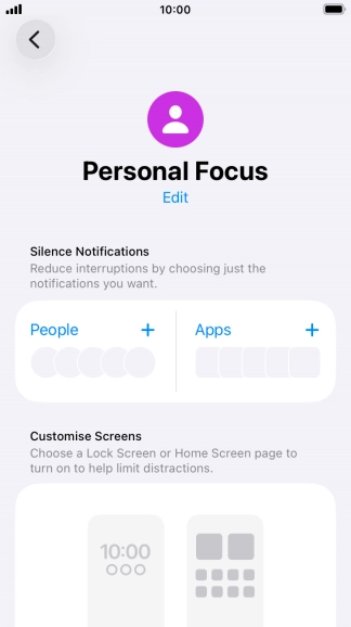 Press People and follow the instructions on the screen to select which contacts you would like to receive calls and notifications from when the selected focus mode is active.