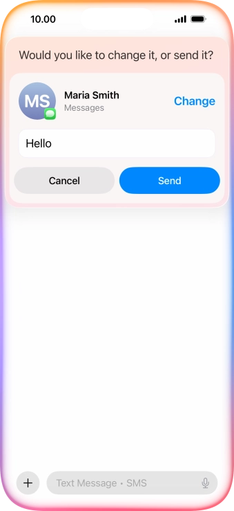 If an app is open on your phone, such as Messages, you can also use the functions available here, e.g.: REPLY [text].